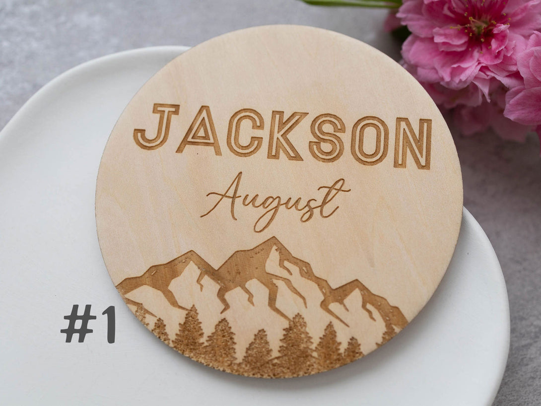 Mountain Baby Name Announcement  | Wooden Baby Name Announcement Sign | Name Reveal Plaque | Birth Announcement Sign |Baby Shower Gift