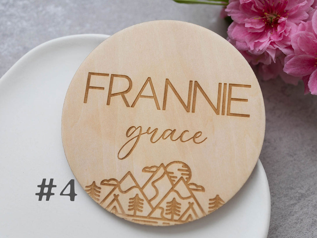 Mountain Baby Name Announcement  | Wooden Baby Name Announcement Sign | Name Reveal Plaque | Birth Announcement Sign |Baby Shower Gift