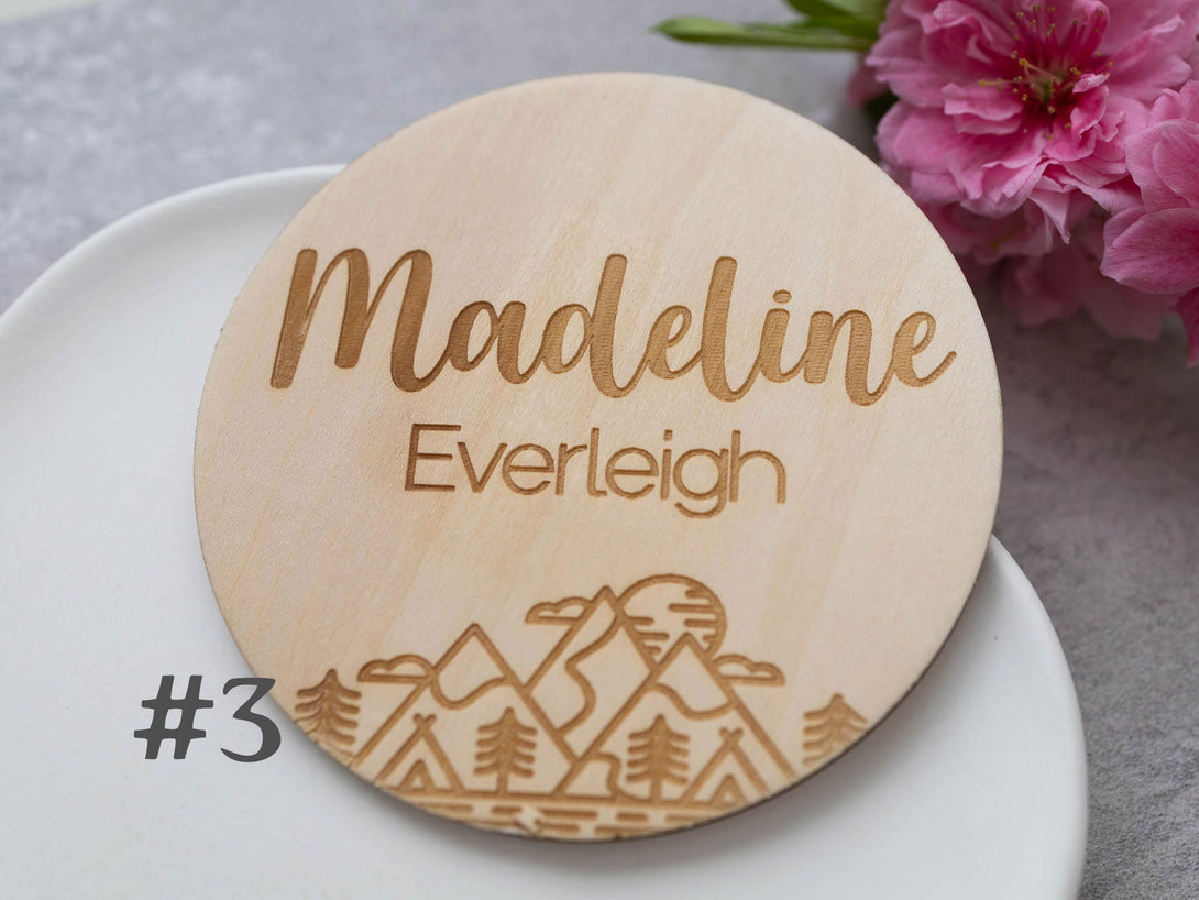 Mountain Baby Name Announcement  | Wooden Baby Name Announcement Sign | Name Reveal Plaque | Birth Announcement Sign |Baby Shower Gift